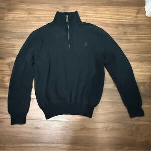 Polo Ralph Lauren 1/4 Zip Pima Cotton Sweater Mens Medium All-Black Quarter Zip